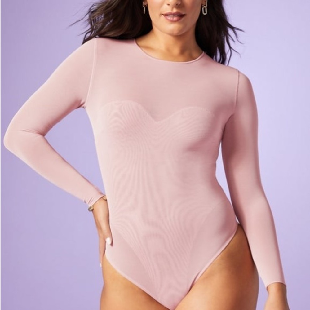 YITTY Pink Fitted Long Sleeve Bodysuit